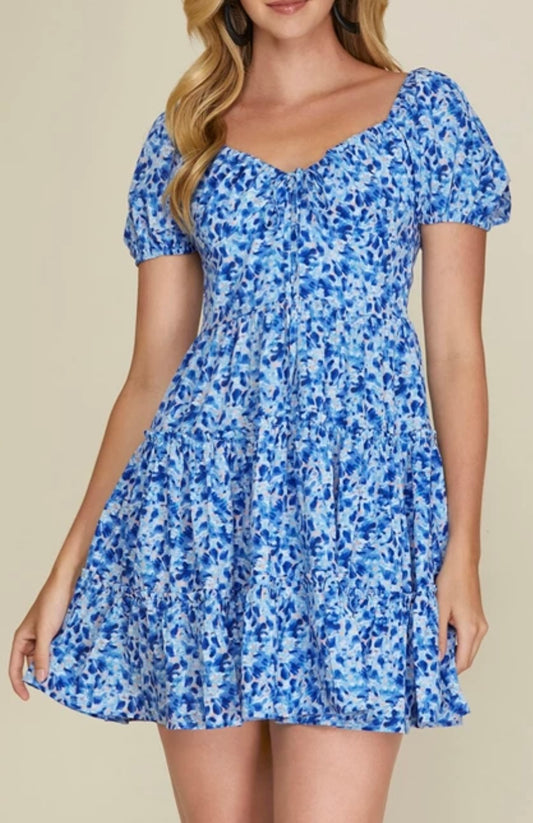 1448 V Neck Print Dress