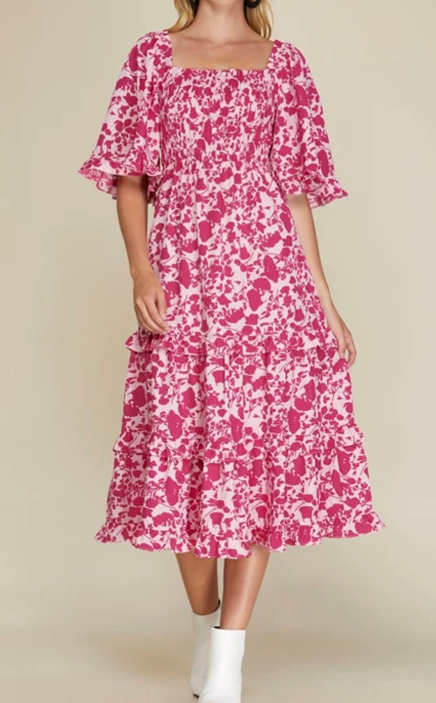 1451 Tiered Midi Print Dress