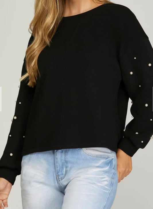 1529 Long Sleeve Pearl Top