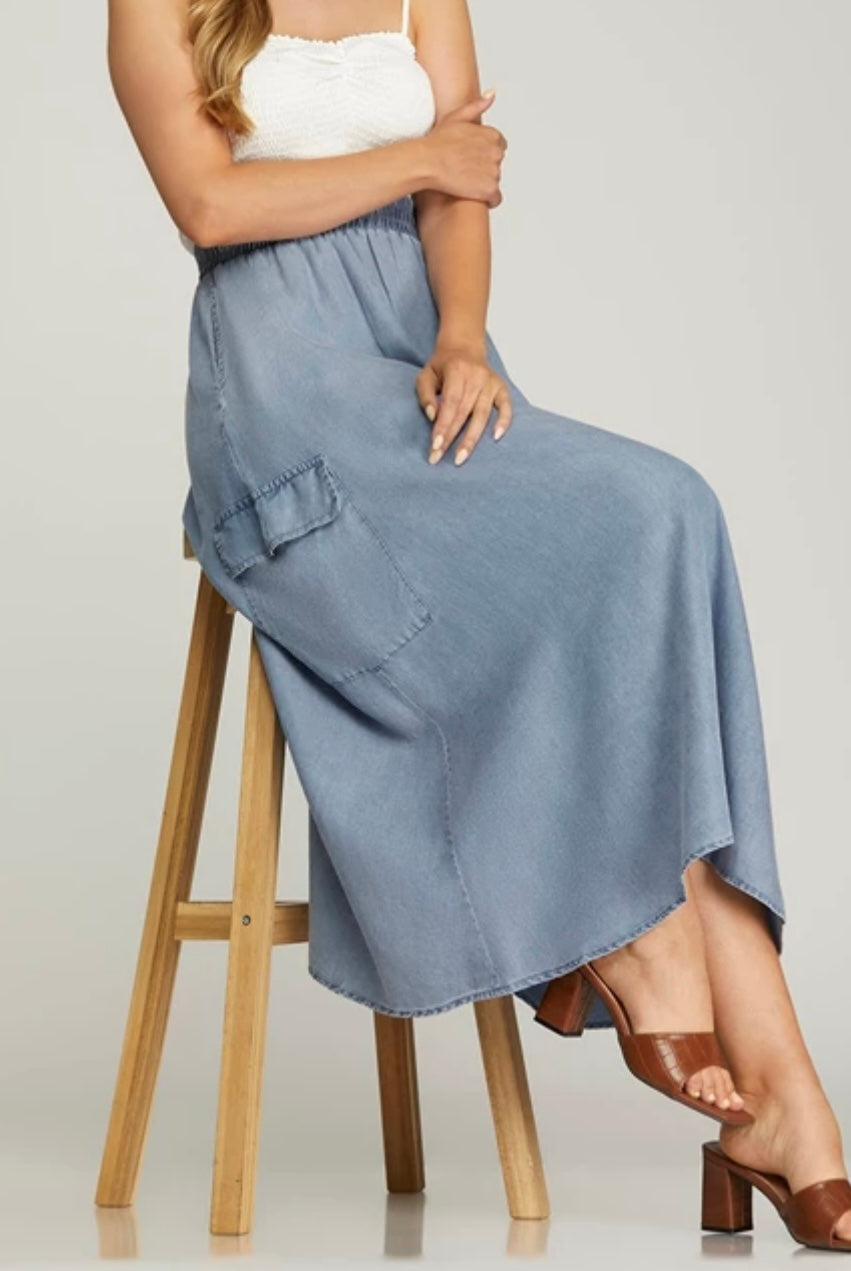 1537 Chambray Midi Skirt