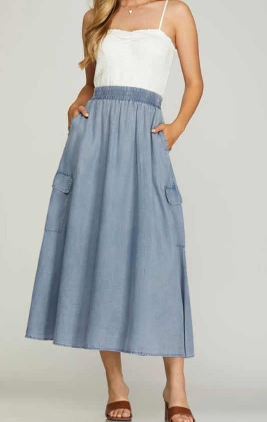 1537 Chambray Midi Skirt